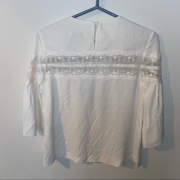 Sandro White Lace Inset Adrina Medium New Blouse sz 2 - Picture 3 of 7